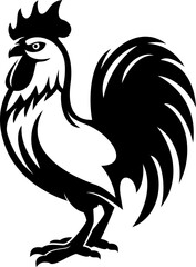 Fototapeta premium Rooster, cockerel or cock silhouette, farm animal