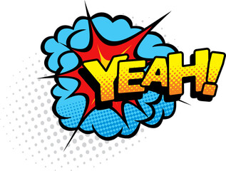 Yeah pop art comic bubble isolated half tone tag