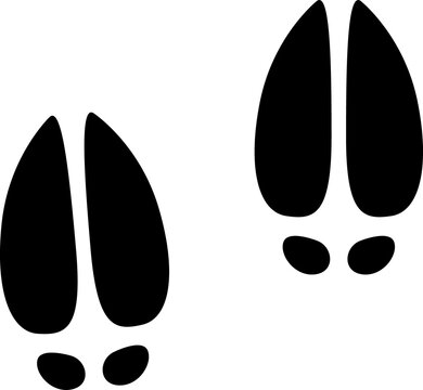 Hoofed animal footprints reindeer steps silhouette
