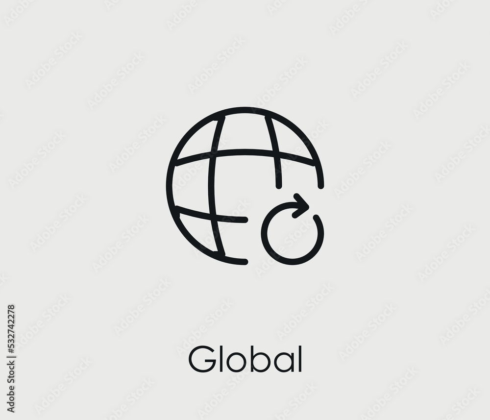 Poster global vector icon. editable stroke. symbol in line art style for design, presentation, website or m