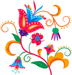 Naklejka premium Carnival tribal flourishes mexican blooming flower