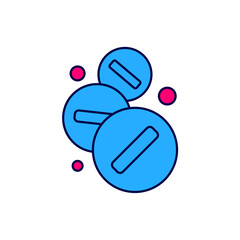 Filled outline Medicine pill or tablet icon isolated on white background. Capsule pill and drug sign. Pharmacy design. Vector