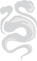 Fototapeta premium Curve white cloud, cartoon smoke, fragrance aroma