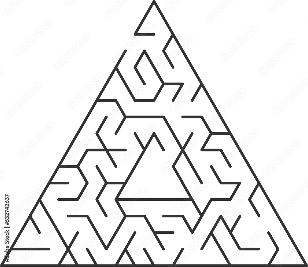 Poster maze game triangle shape rebus isolated riddle