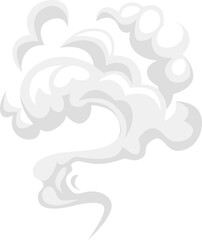 White smoke, isolated cartoon cloud, traffic fume