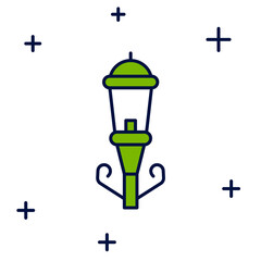 Filled outline Vintage street light icon isolated on white background. Vector