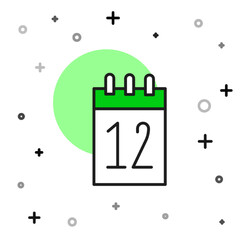 Filled outline Calendar 12 june icon isolated on white background. Russian language 12 june Happy Russia Day. Vector