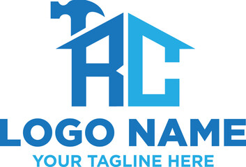Letter-RC-hammer-home-real-estate-premium-logo-design