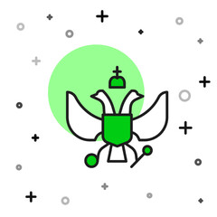 Filled outline National emblem of Russia icon isolated on white background. Russian coat of arms two-headed eagle. Vector