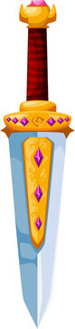 Magical cartoon steel dagger blade, Medieval sword