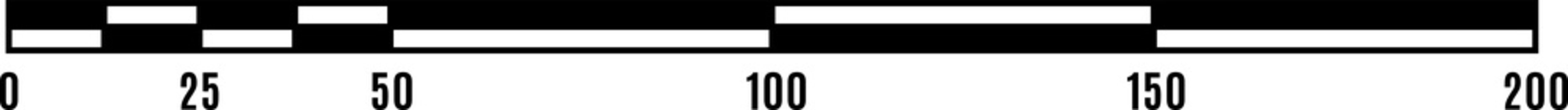 Size and distance indicator bar, map scale line