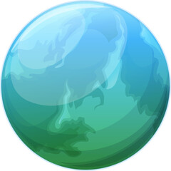 Green and blue space planet, vector galaxy globe