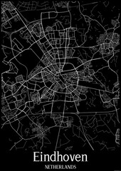 Black and White city map poster of Eindhoven Netherlands.