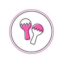 Filled outline Maracas icon isolated on white background. Music maracas instrument mexico. Vector