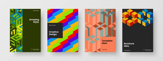 Creative mosaic hexagons presentation template composition. Bright booklet vector design layout bundle.
