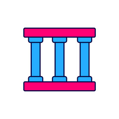 Filled outline Prison window icon isolated on white background. Vector