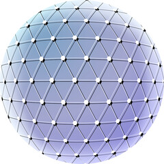 Sphere with connected lines. Global digital connections. Wireframe illustration. Abstract 3d grid design.