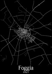 Black and White city map poster of Foggia Italy.