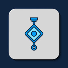 Filled outline Chinese paper lantern icon isolated on blue background. Vector