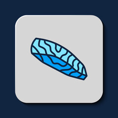 Filled outline Fish steak icon isolated on blue background. Vector