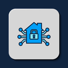 Filled outline Smart home icon isolated on blue background. Remote control. Vector