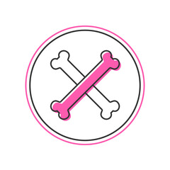 Filled outline Crossed bones icon isolated on white background. Pets food symbol. Happy Halloween party. Vector