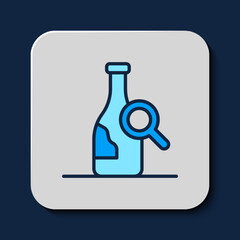 Filled outline Bottle of wine icon isolated on blue background. Details about wine. Vector