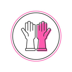 Obraz premium Filled outline Rubber gloves icon isolated on white background. Latex hand protection sign. Housework cleaning equipment symbol. Vector