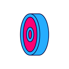 Filled outline Skateboard ball bearing icon isolated on white background. Vector