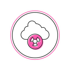 Filled outline Acid rain and radioactive cloud icon isolated on white background. Effects of toxic air pollution on the environment. Vector