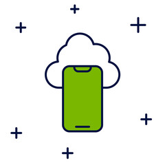 Filled outline Cloud technology data transfer and storage icon isolated on white background. Vector