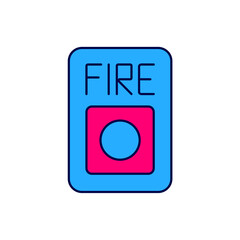 Filled outline Fire alarm system icon isolated on white background. Pull danger fire safety box. Vector