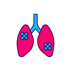 Filled outline Disease lungs icon isolated on white background. Vector