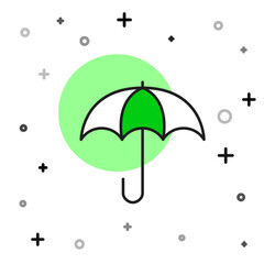 Filled outline Umbrella icon isolated on white background. Insurance concept. Waterproof icon. Protection, safety, security concept. Vector