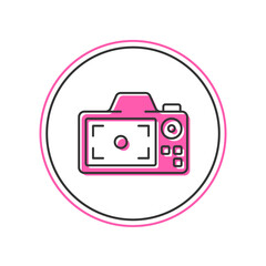 Filled outline Photo camera icon isolated on white background. Foto camera. Digital photography. Vector