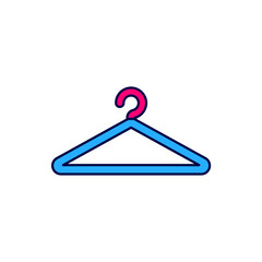 Filled outline Hanger wardrobe icon isolated on white background. Cloakroom icon. Clothes service symbol. Laundry hanger sign. Vector