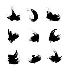 Abstract black grunge collection on white background. Big set of ink spots, frames for text or photos. Simple pictures for wallpapers, banners or textile designs. Vector illustration.