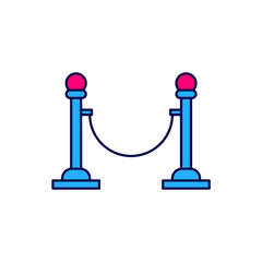 Filled outline Rope barrier icon isolated on white background. VIP event, luxury celebration. Celebrity party entrance. Vector