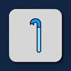 Filled outline Crowbar icon isolated on blue background. Vector