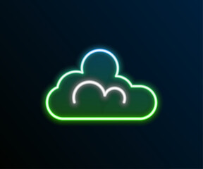 Glowing neon line Cloud weather icon isolated on black background. Colorful outline concept. Vector