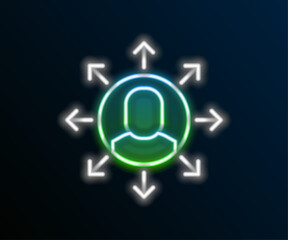 Glowing neon line Multitasking manager working icon isolated on black background. Colorful outline concept. Vector