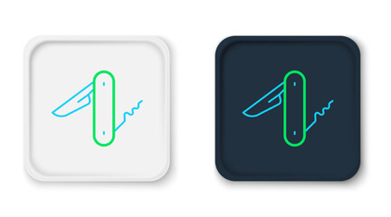 Line Swiss army knife icon isolated on white background. Multi-tool, multipurpose penknife. Multifunctional tool. Colorful outline concept. Vector