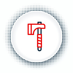 Line Wooden axe icon isolated on white background. Lumberjack axe. Colorful outline concept. Vector
