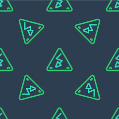 Line High voltage sign icon isolated seamless pattern on blue background. Danger symbol. Arrow in triangle. Warning icon. Vector