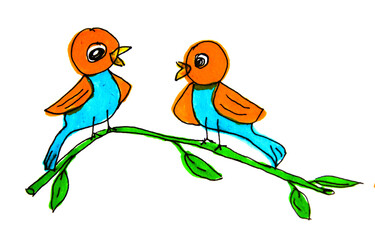 two birds on a branch