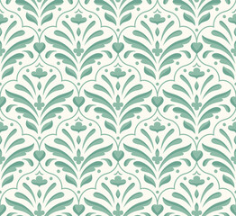 Damask floral seamless pattern. Vector retro style background print. Decorative flower texture.