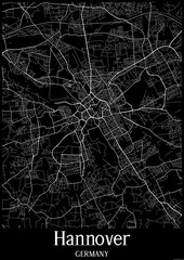 Black and White city map poster of Hannover Germany.