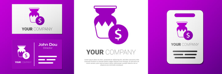 Logotype Auction ancient vase icon isolated on white background. Auction bidding. Sale and buyers. Logo design template element. Vector