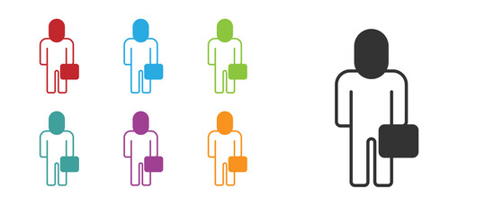 Black Businessman icon isolated on white background. Business avatar symbol user profile icon. Male user sign. Set icons colorful. Vector