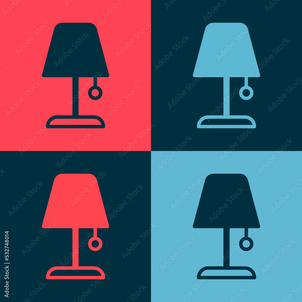 Poster pop art table lamp icon isolated on color background. night light. vector